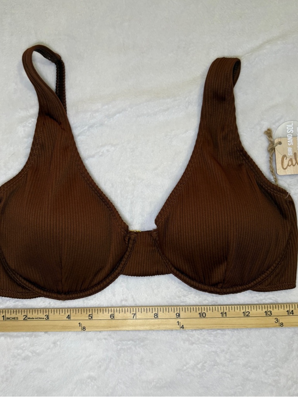 NWT Ribbed Brown Underwire Bikini Top - Women Swim Bikinis Cabana Del Sol